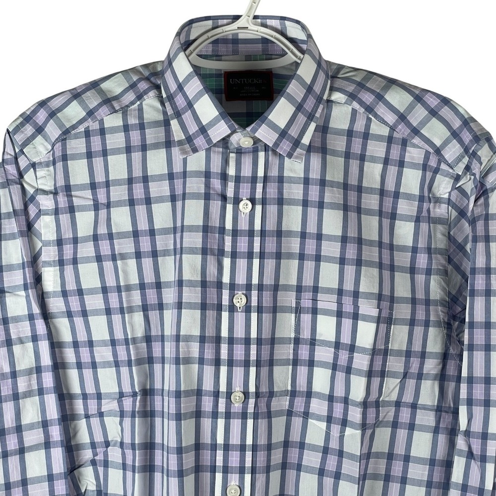 UNTUCKit Tamellini Button Up Shirt Mens Small Regular Purple‎ Plaid Cotton NEW